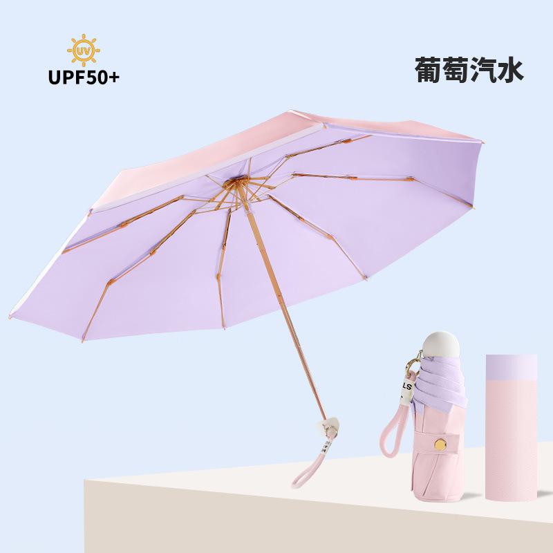 50% Off Eight-bone Sun Umbrella, Colored Glue Fabric, Small and Cute Wind Sunscreen Umbrella, UV Protection, Portable Folding Parasol.