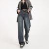 Women's Retro Wide-Leg High-Waisted Jeans - Slimming Loose Fit, Floor-Length, Spring/Autumn 2024