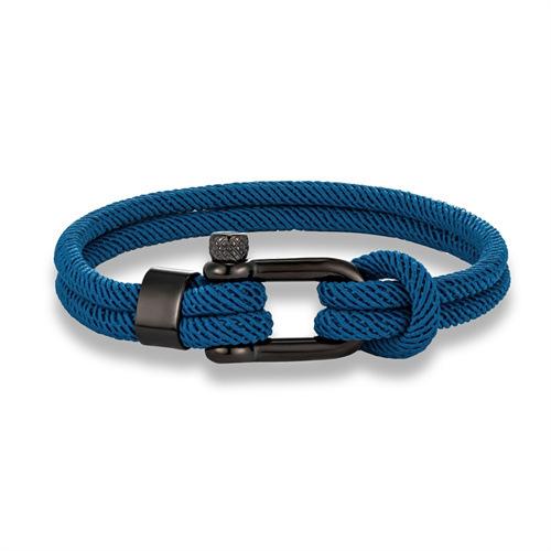 2026 Black Fashion Personality Horseshoe Buckle Hand Rope Men's Double Layer Milan Rope Outdoor Casual Bracelet