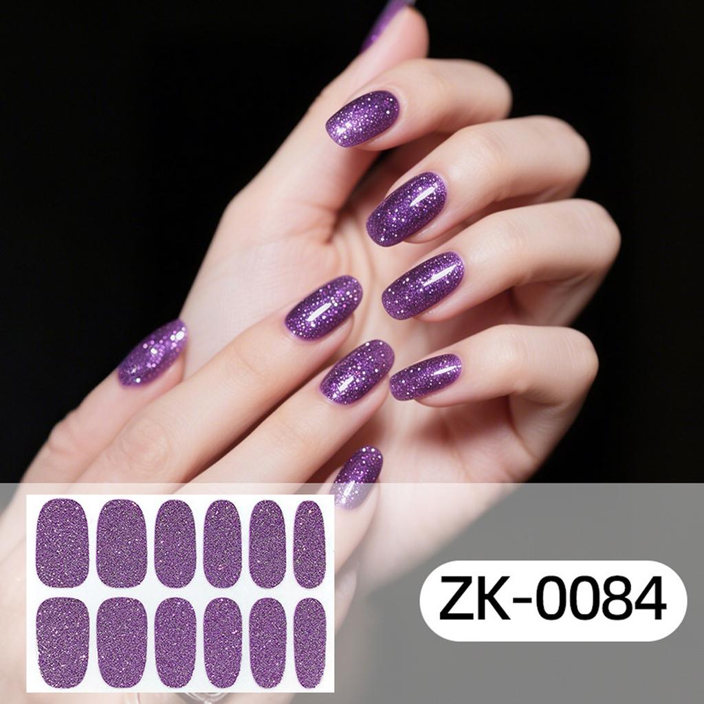 Glitter Gradient 12Tips Nail Stickers Multi Color Self Adhesive Slider No Need UV Lamp Cured Press Color Nail Decal