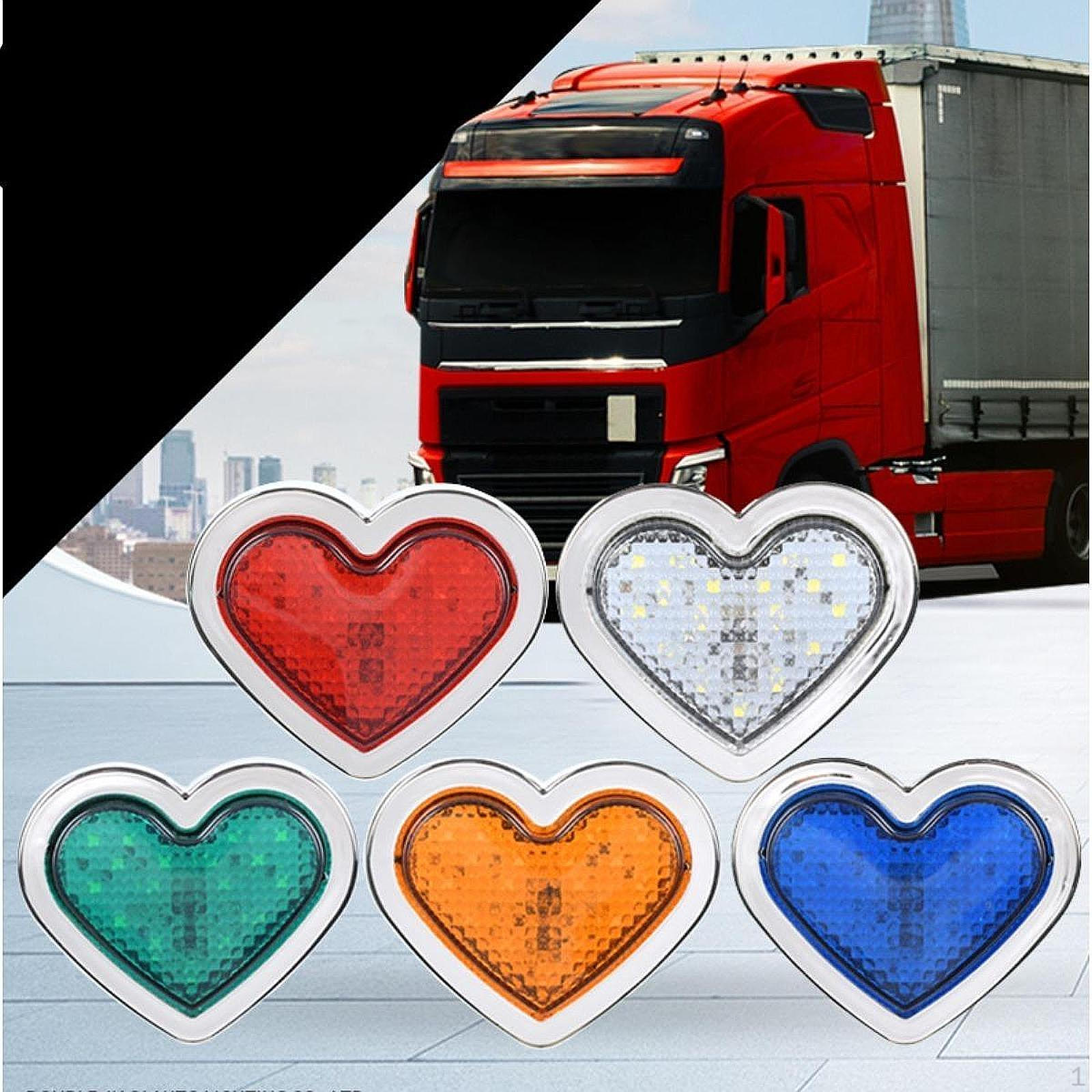 

2 шт. Боковые габаритные огни в форме сердца, светодиодный индикатор сигнала для автомобилей, грузовиков, прицепов