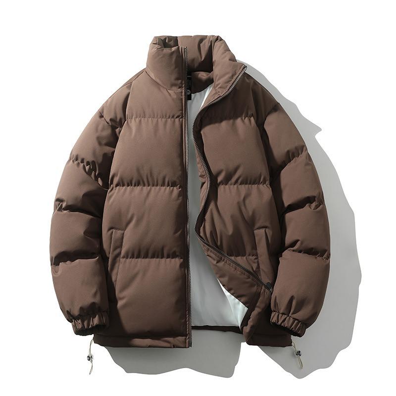 

Down Cotton-padded Jacket Men s Stand-up Collar Thickened Jacket Winter Trendy Brand Loose Cotton-padded Jacket Cold-proof and Warm Bread Clothing XXXL кавовий
