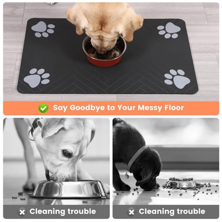 Pet Feeding Pet Placemat for Food and Water Bowl with Waterproof Rubber Backing Quick Dry Water Mat for Dog Cat