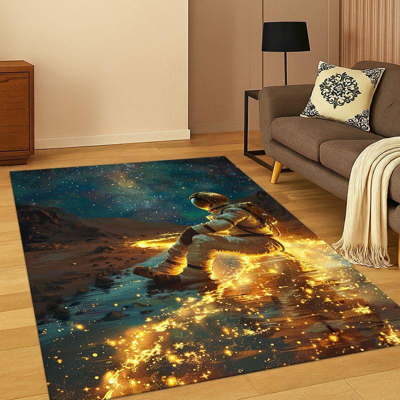 Cartoon Astronaut Universe Spaceman Outer Space Carpet Rug for Bedroom Living Room Sofa Playroom Doormat Home Decor,kid Non-slip