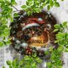 Vintage Christmas Cat Metal Sign Wall Decor Indoor Outdoor Humorous Feline Foil Embossed Holiday Art