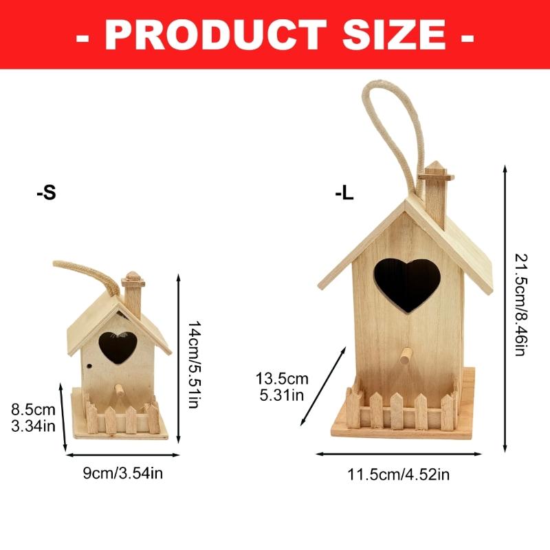 Small Wooden Bird Nest Breeding Box For Courtyard And Terraces Decoration Safe Shelter House For Feathered Bird