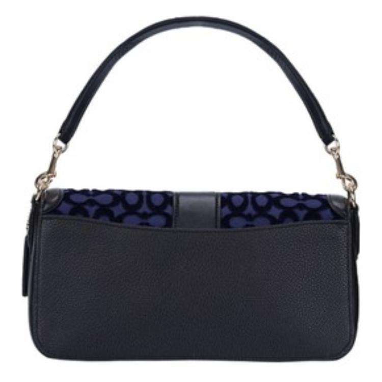 New COACH Georgie Cow Leather Shoulder Bag, Portable Crossbody Bag Women's Black & Purple 5566-IMCOB