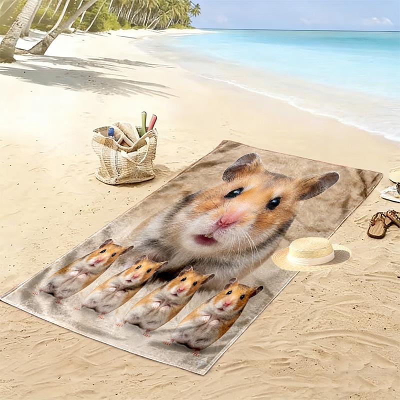 Hamster and Rat Print Beach Towel, Large Soft Quick Dry Towel for Beach Camping Swimming