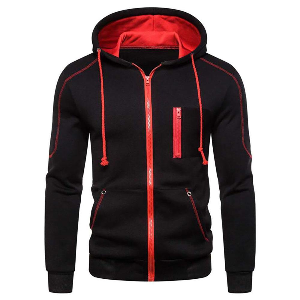 Men's Spring and Autumn Hoodie Long Sleeve Zipper Hooded Pullover Sweatshirt Casual Sports Sweatshirt