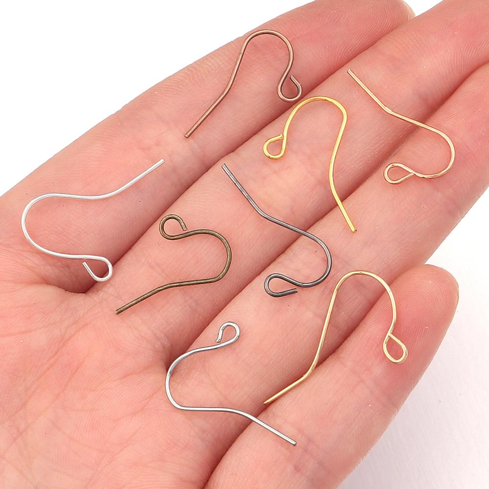 50-200Pcs Stainless Steel Earrings Clasps Hooks Hypoallergenic Ear Hook Earring Fish Hooks For Handmade Jewelry Earwire Findings