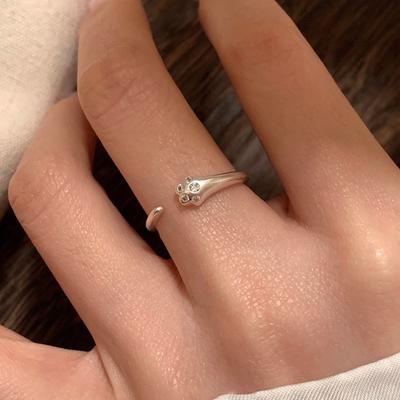 Korean Version of Cat's Claw Zircon Ring Women's Simple Index Finger Ring Design Cute and Sweet Open Ring Tide