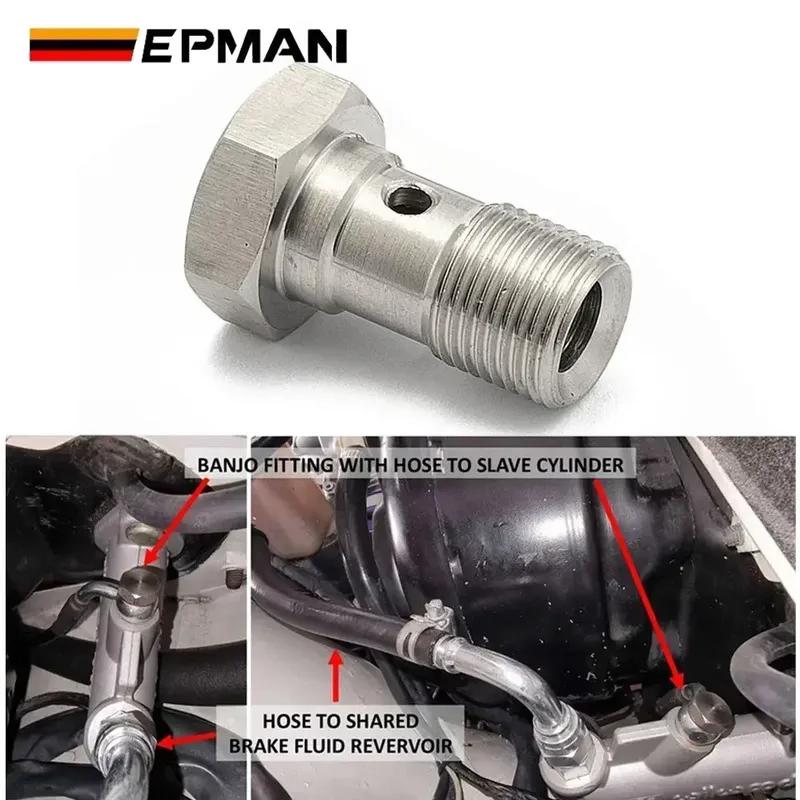 EPMAN Performance Banjo Bolt Single Stainless Steel 7/16" X 20 UNF, -4 AN / -3 AN / M12 / M10 Turbo Brake Line Universal EPCGQ79