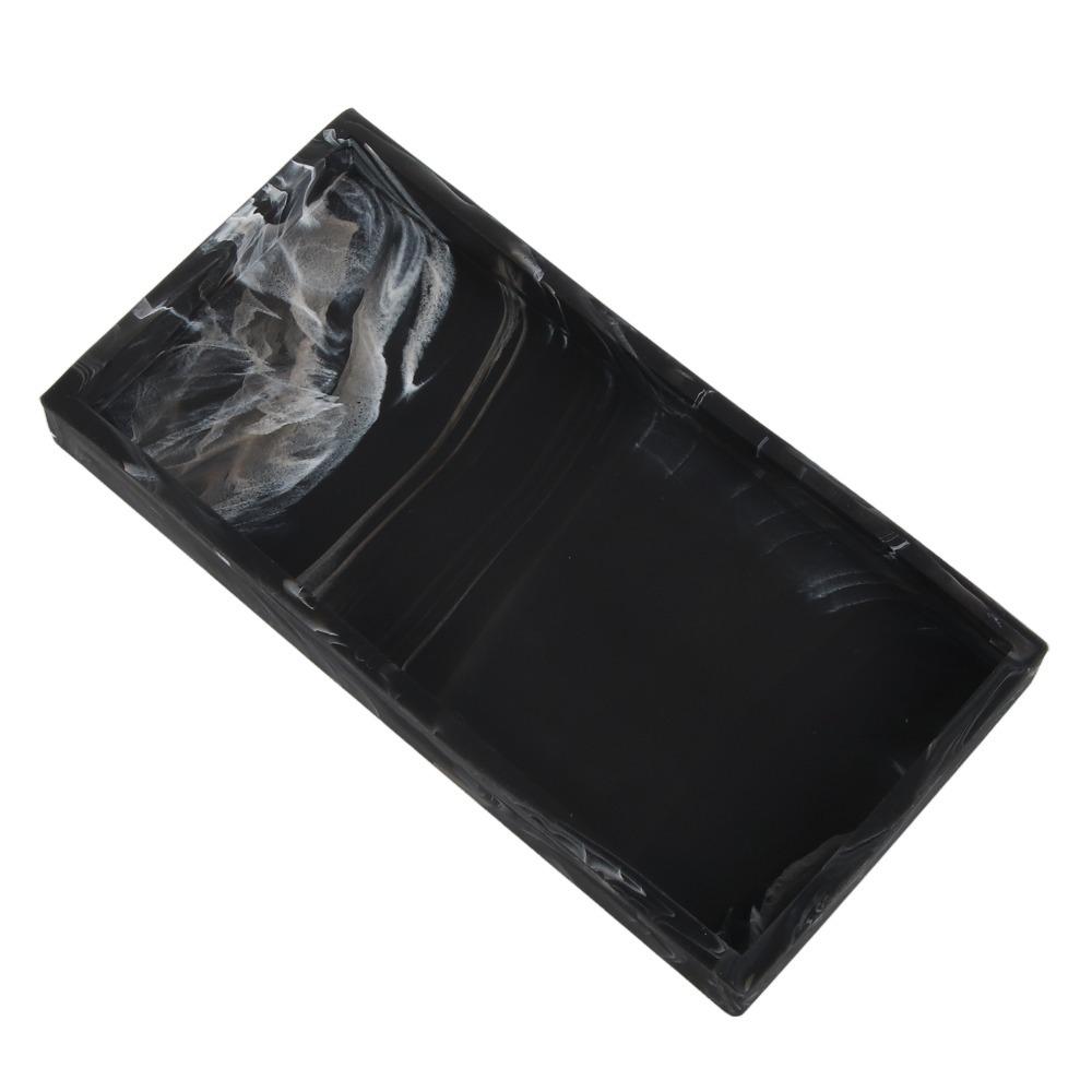 Shatterproof Silicone Storage Tray Non Slip Marbling Black Soap Dispenser Tray Easy Clean Grey Bathroom Tray Sink Vanity