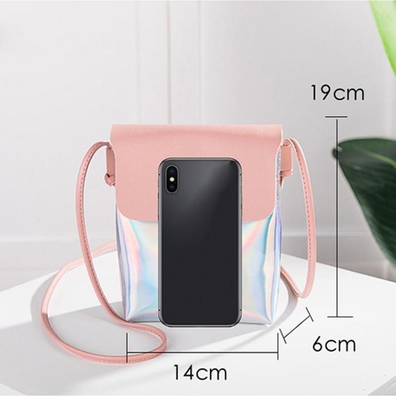 Women  Laser Cover Ring Hasp Crossbody Bag Ladies Coin Phone Shoulder Bag Solid Color Shoulde
