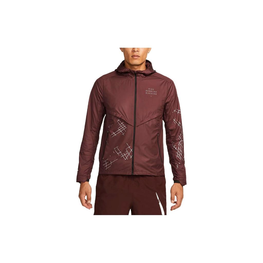 Nike Alphabet Print Zip Hoodie Jacket Men Tops Brown DQ6519-652