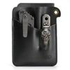 KeyUnity KL01 EDC Leather Small EDC Pocket Organizer for EDC Tool Durable Genuine EDC Sleeve for Outdoor Black Knives Pocket, Pouch, Men, 3-Pouch Bag,