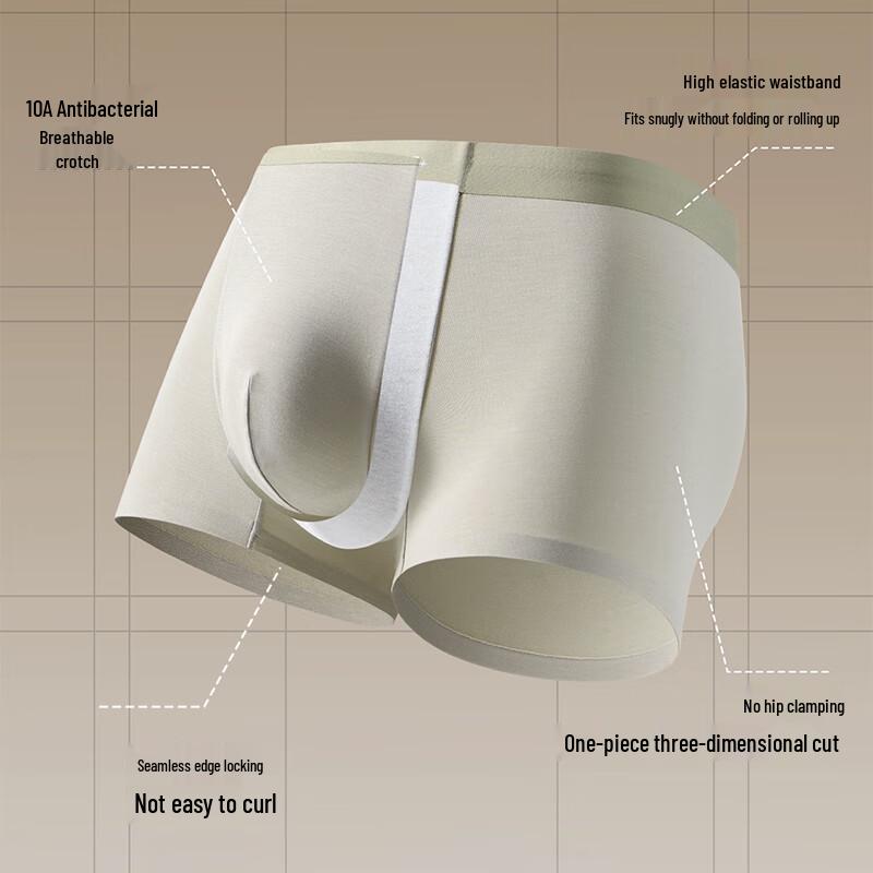 Nanjiren Men's Bamboo Fiber Antibacterial Boxer Briefs with Goji Berry Silk Crotch (3-Pack)