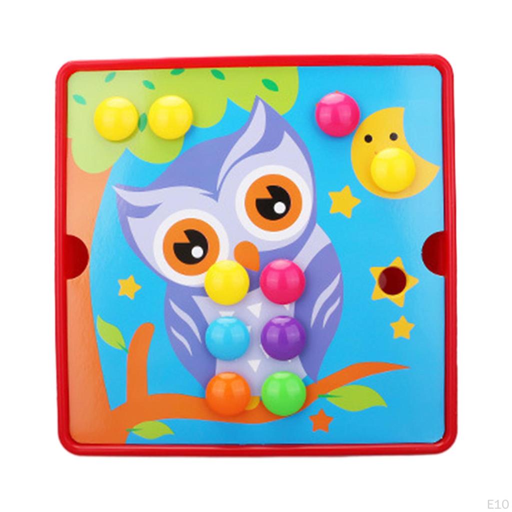 Mosaicová deska s kolíčky na přiřazování barev s kolíčky, 46 knoflíků a 12 obrázků pro děti od 2, 3, 4 let