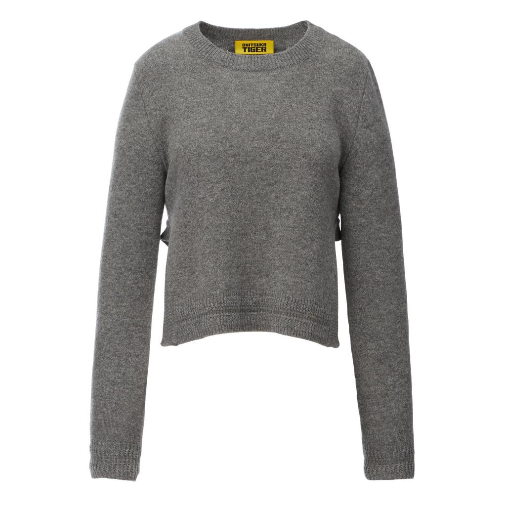 ONITSUKA TIGER SS25 Denivita Series Round Neck Solid Color Casual Long Sleeve Knit Sweater Women Sweater Light-Gray 2182B288-020