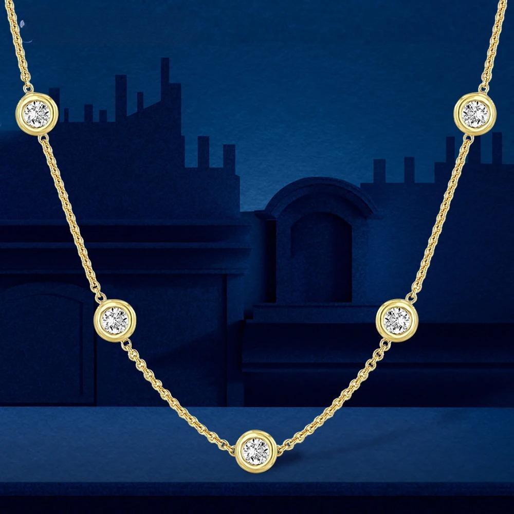 

Stones Bubble Moissanite Necklace Certified Original 18k Gold Plated 925 Silver Diamond Choker Chain for Women Jewelry 40-45cm&5mm x 5pcs stone