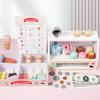 Wooden Ice Cream Shop Pretend Play Toy Set For Kids Mini Role Play Ice Cream Vending Machine With Sweet Cone Ice Cream Decorations
