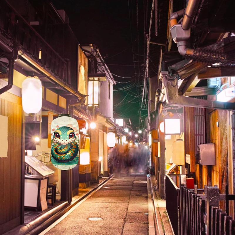 Japanese Style Cloth Lantern New Year Festival Mascots Zodiac Snake Printed Lantern Sushi Shop Bistro Restaurant Decor Ornaments