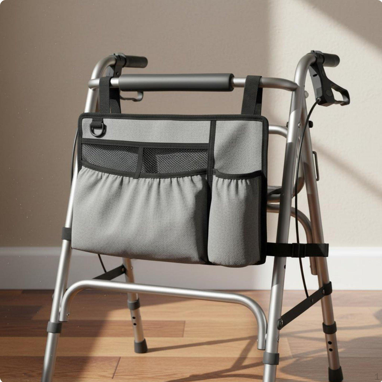 Walking Assistance Device Side Hanging Bag Oxford Cloth Multi Pocket Mobility серый