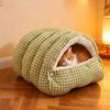 Cat Cave Bed Cozy Enclosed Cat Bed with Hooded Cover Washable Plush Cats Tent Fluffy Pet Calming Bed for Small Dogs And Cats