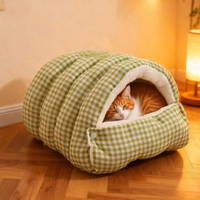 Cat Cave Bed Cozy Enclosed Cat Bed with Hooded Cover Washable Plush Cats Tent Fluffy Pet Calming Bed for Small Dogs And Cats