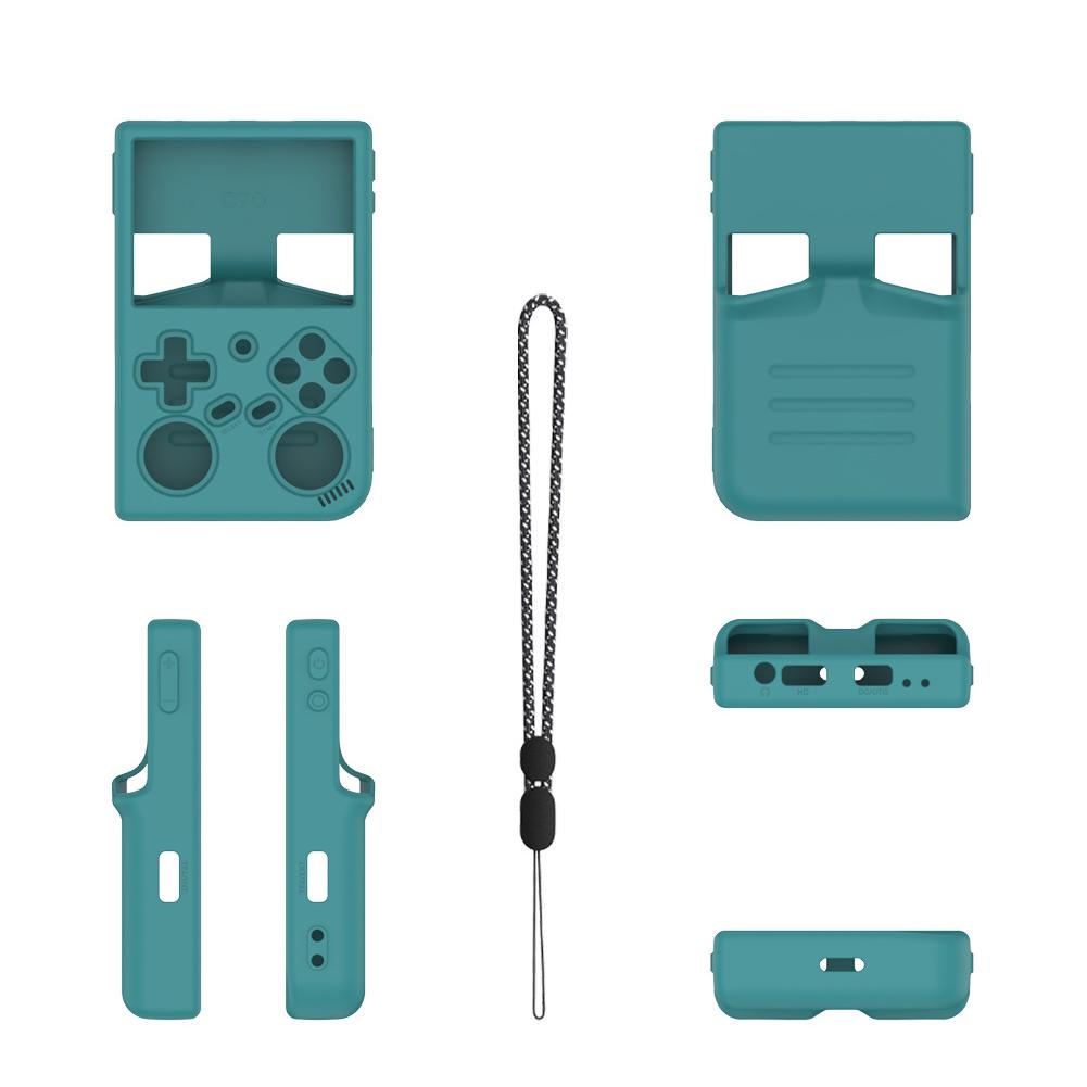 Silicone Protective Case for ANBERNIC RG 35XX Pro with Lanyard Tempered Glass Game Console Shockproof Cover HD Screen Protector