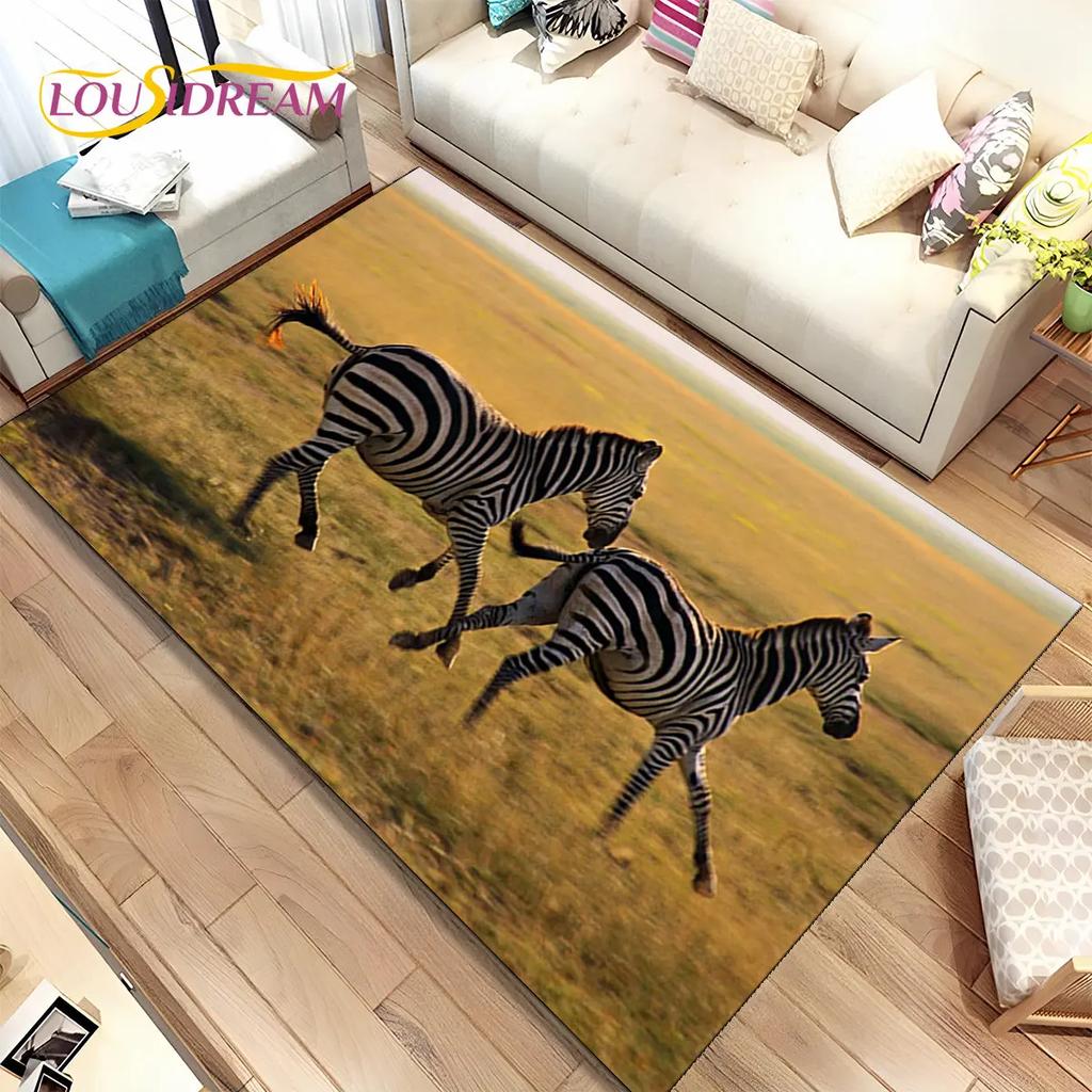 Zebra Wild Animal  Area Rug Large,Carpet Rug for Living Room Bedroom Kitchen Doormat Decoration,Children Play Non-slip Floor Mat