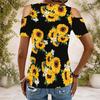 Damen Übergröße Schlüsselloch Ringhals Kalte Schulter Kurzarm Tintenspritzer Druck T-Shirt