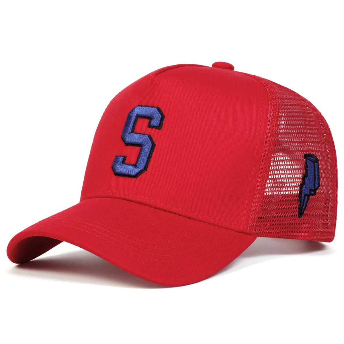 

Unisex S Letter Embroidery Side Lightning Baseball Net Caps Spring Summer Outdoor Adjustable Casual Hats Sunscreen Hat Cap