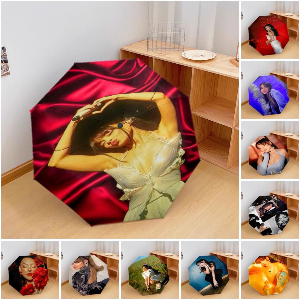 1pc Ayliva Pattern Umbrella Portable Folding Umbrella Iron Frame Hole Bone Structure Outdoor Home Umbrella