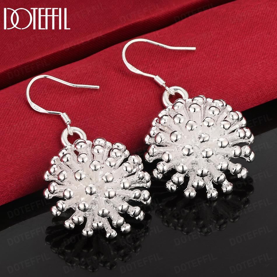 925 Sterling Silver Firework Pendant Earrings Fashion Wedding Jewelry