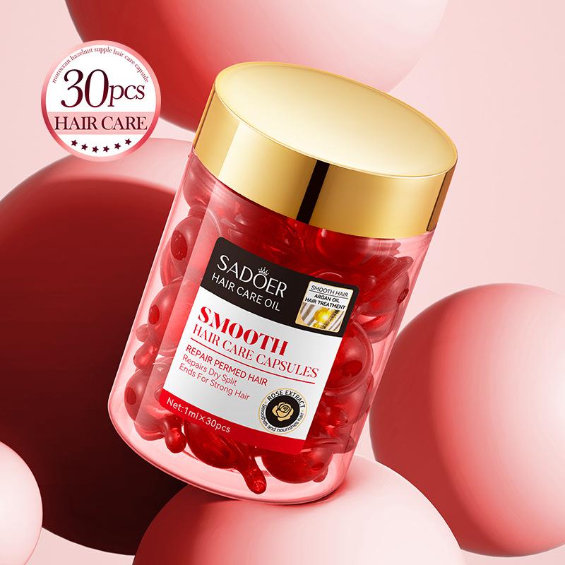 Lot de 30 capsules de soins capillaires à l'huile de noix pour améliorer les frisottis et hydrater le cuir chevelu