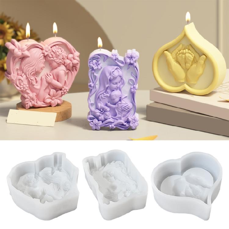 Silicone Molds Mother and Baby Candle Molds Mother's Day Plasters Molds Casting Molds Soap Molds for Candle Making