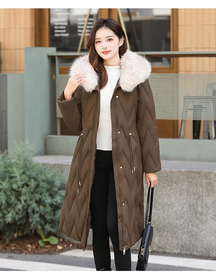 Women's Long Big Fur Collar Down Cotton Cotton Coat