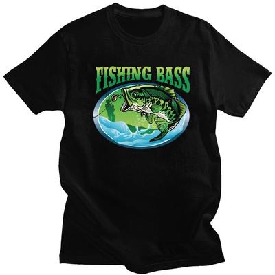 Custom Fish Fisherman Fishing Bass Tshirts for Men Short Sleeves Leisure T Shirt Fashion Tshirts Slim Fit Pure Cotton Tee Gift
