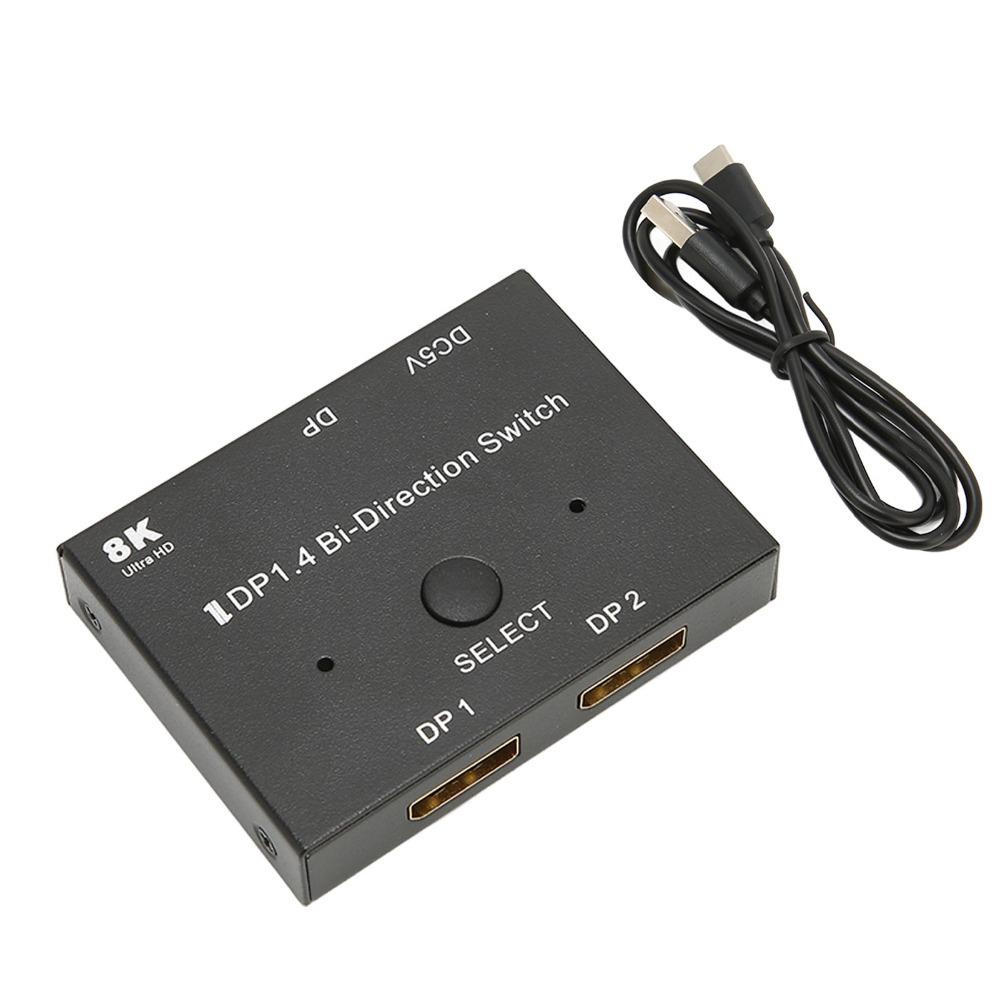 8K 60Hz Displayport 1.4 Switch 1 in 2 and 2 in 1 DisplayPort Splitter Home Theater