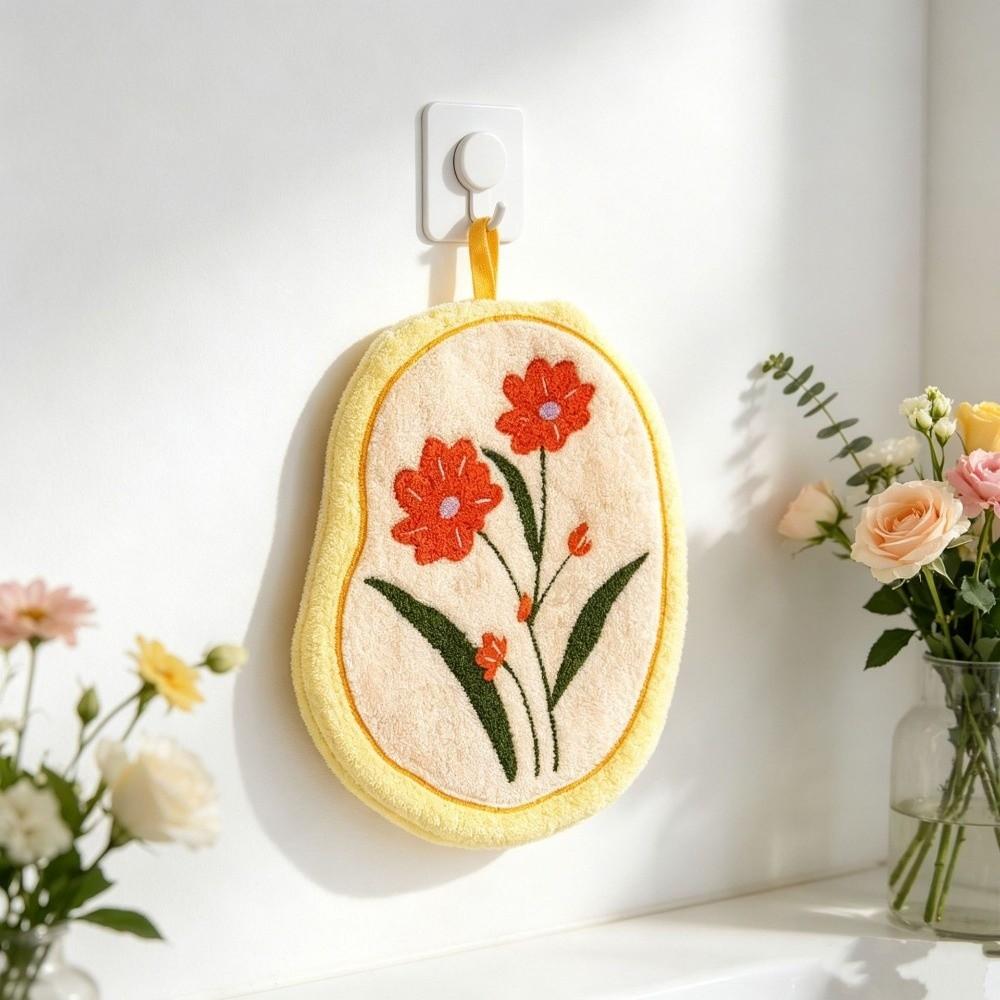 Fashion Tulip Hand Towel Coral Velvet Flower Kitchen Cleaning Towel Absorbent Soft Absorbent Dishcloth Household жёлтый