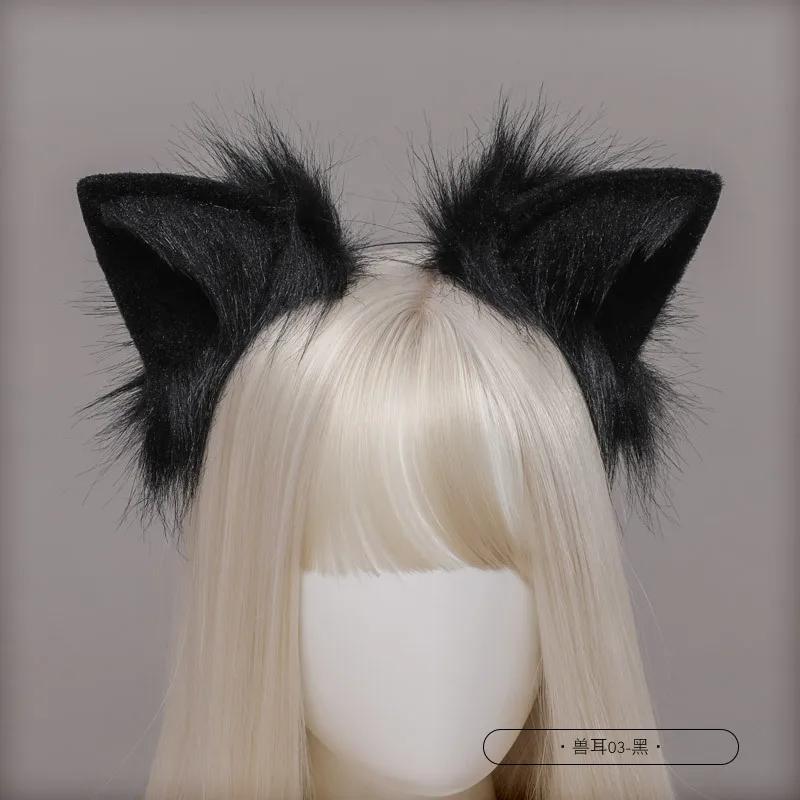 Halloween Red Wolf Fox Cat Ears Plush Hair Hoop Lolita Lovely Handmade Party Headdress Anime Cosplay Party Kawaii Accessories