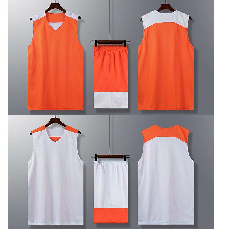 Double-Sided Basketball Jersey Set, Boys' Children'S Double-Sided Jersey, Personalized Two-Sided Wear Printing Number, Competition Training Jersey, Su
