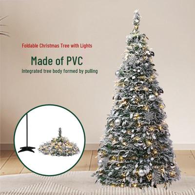 Flocked Telescopic Folding Christmas Tree for Home or Commercial Spaces