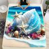 Ocean Wonders Pattern Print Flannel Blanket, Soft Warm Throw Blanket Nap Blanket For Couch Sofa Office Bed Camping Trave Blanket