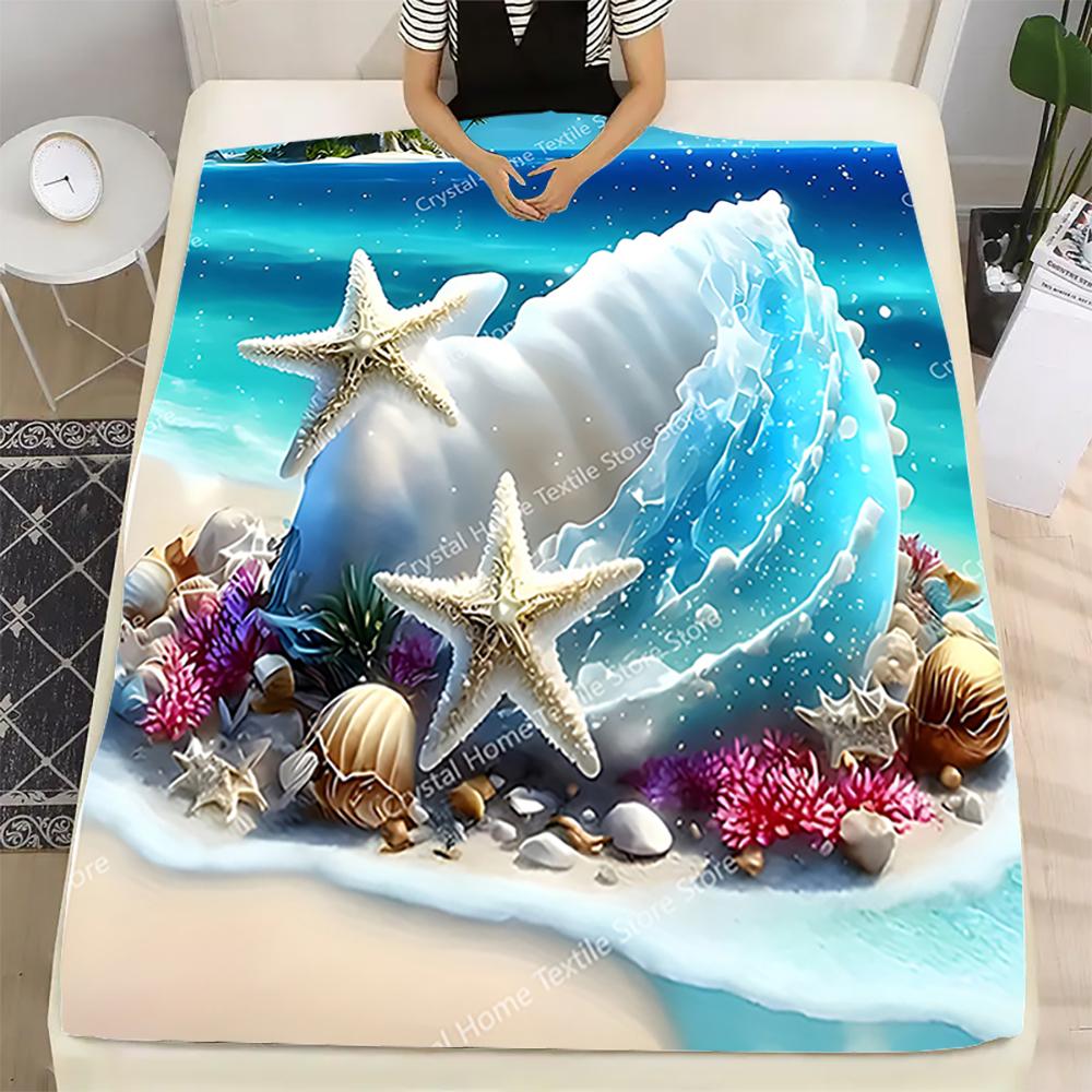 Ocean Wonders Pattern Print Flannel Blanket, Soft Warm Throw Blanket Nap Blanket For Couch Sofa Office Bed Camping Trave Blanket