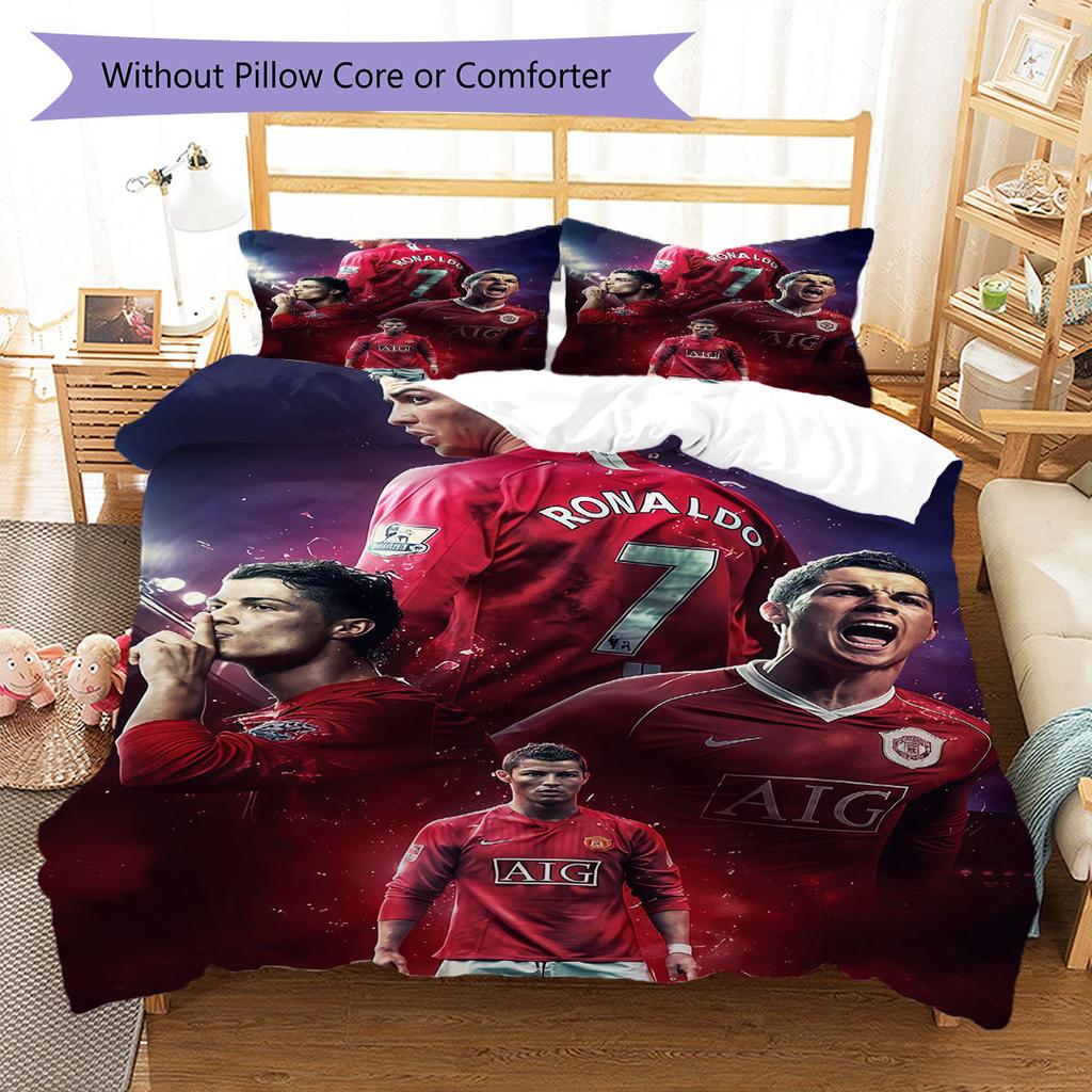 Red MUFC Glory Bedding Quilt Set Quilt Cover Pillowcase Home Decoration Birthday Gift (1 * duvet cover + 2 * pillowcase, without core)