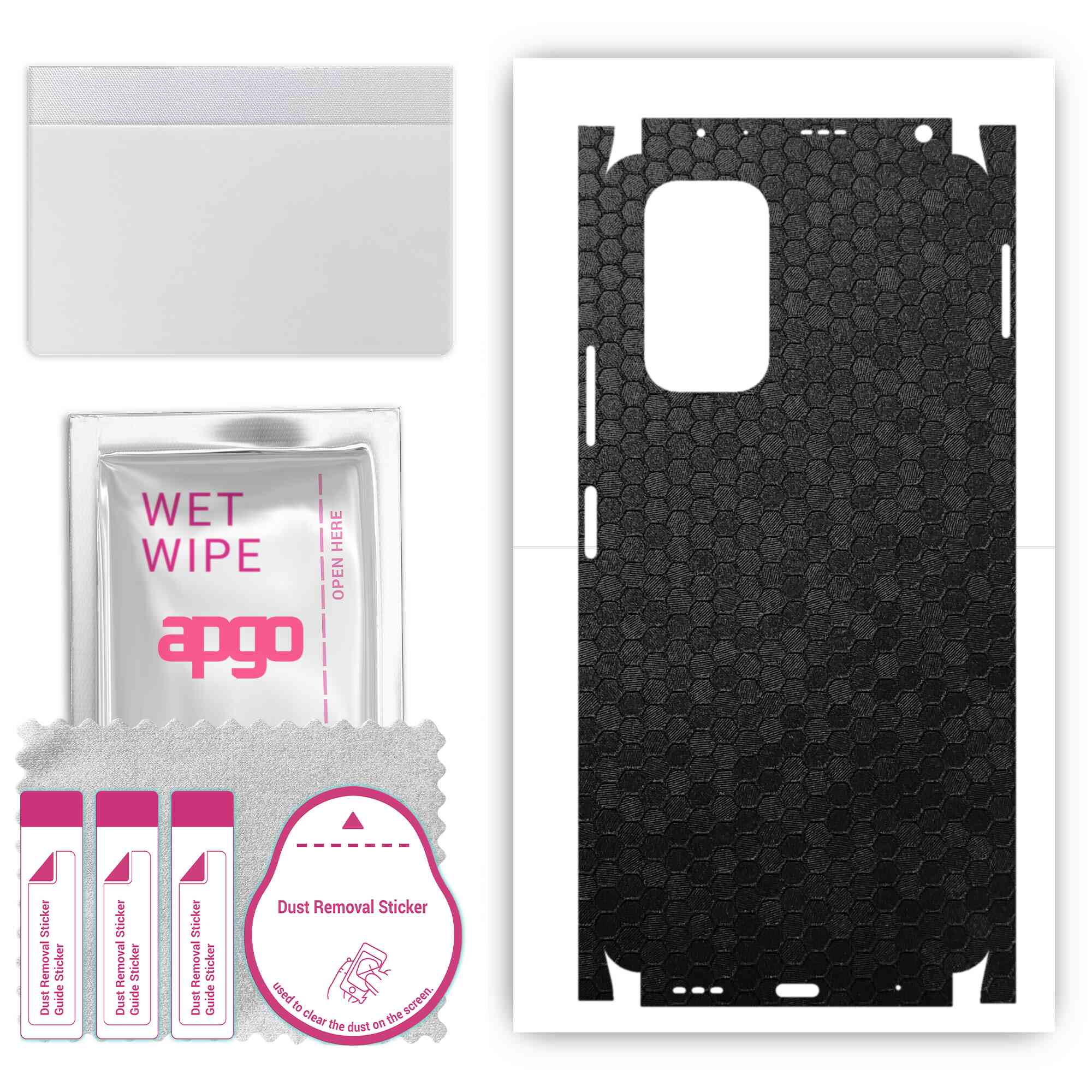 

Захисна наклейка apgo для задньої та бічних сторін, сумісна з Xiaomi Redmi Note 10 Pro Max, плівка повного обгортання, фольга, вініл - візерунок Чорні стільники