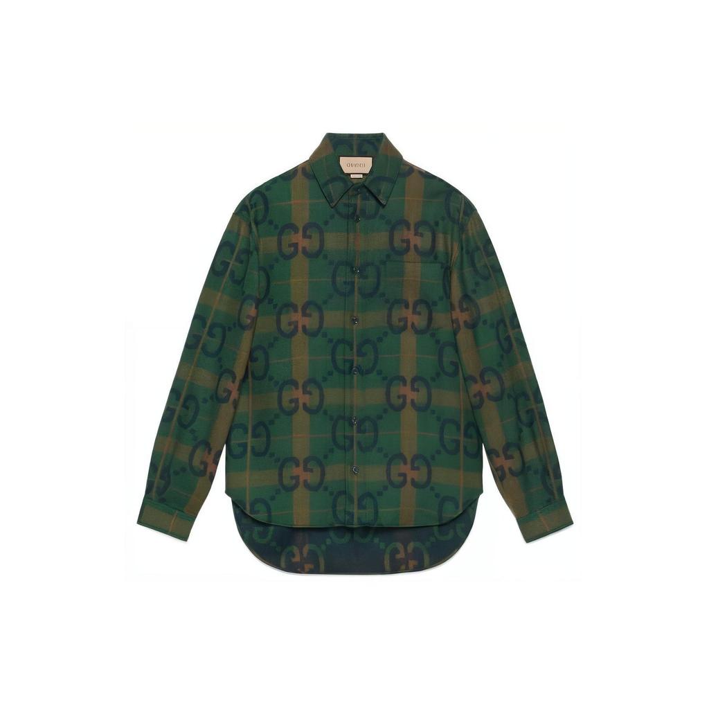 Previous Season Jumbo Gg Check Wool Shirt 711543-ZAKZJ-3653