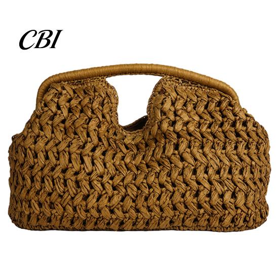 Trendy Straw Handbag Large Clutch Bag, Woven Women Handbag, Compact Everyday Top Handle Satchel Purse for Summer Beach Vacation